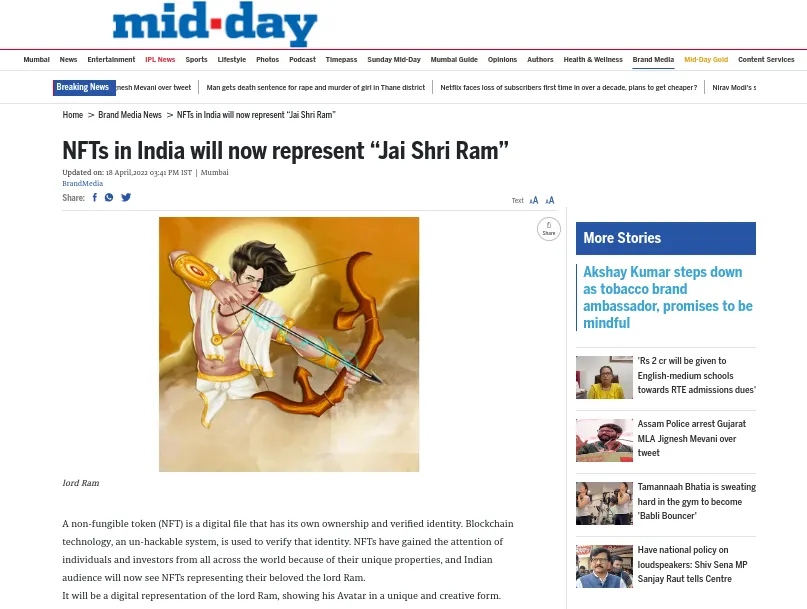jaishriram mid-day article